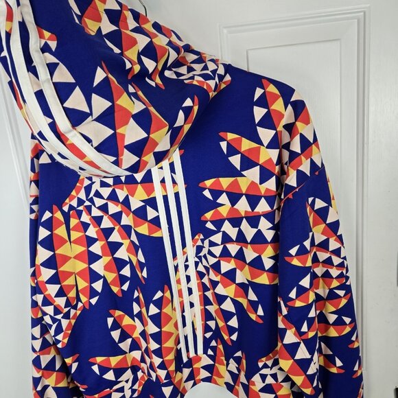 Adidas‎ Farm Rio Bold Blue Bliss Hoodie Womens Small 3 Stripe Training Cropped - Picture 13 of 15